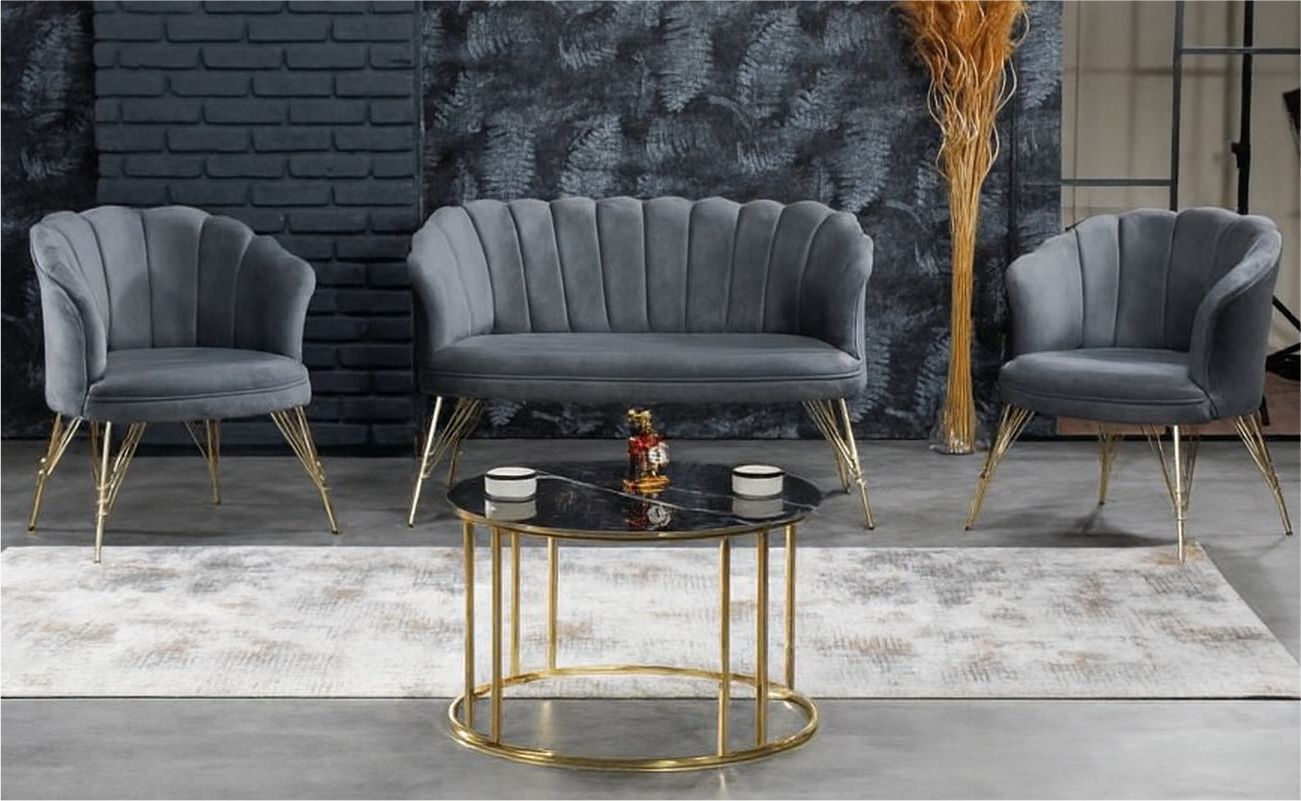 Azra Papatya Çay Seti 2+1+1 Baybface 20 Gri