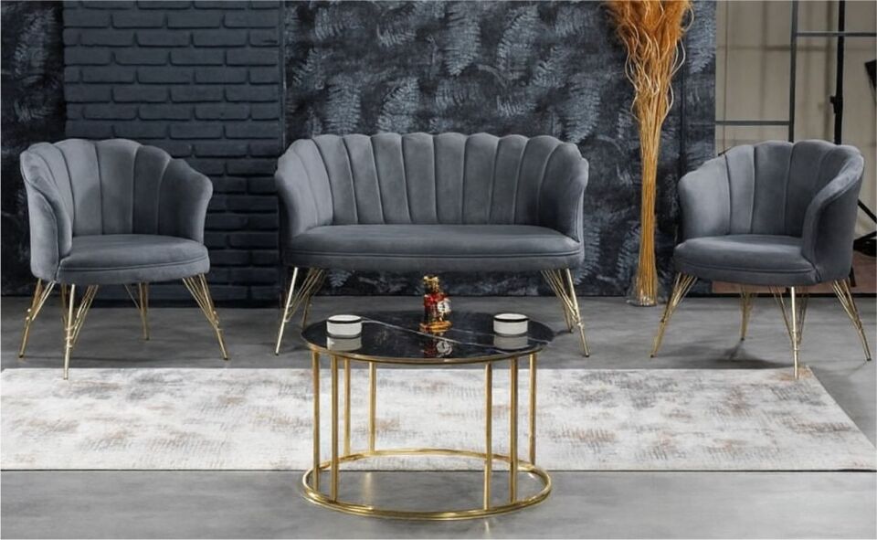 Azra Papatya Çay Seti 2+1+1 Baybface 20 Gri