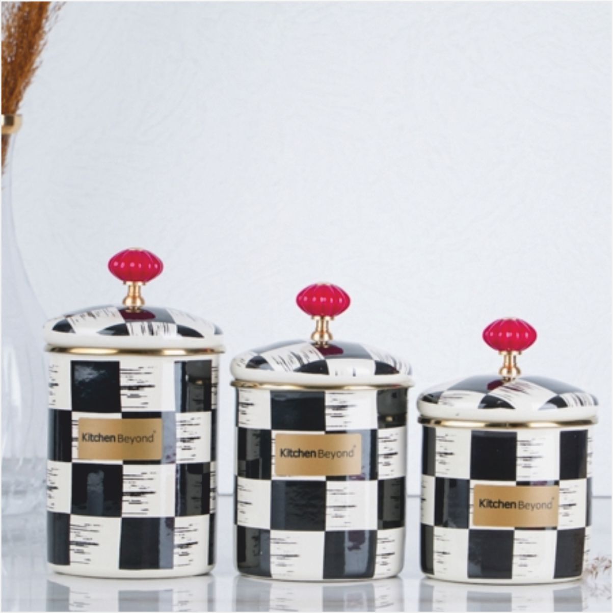 Acar Xap-21-0516/6 Qualıta-Kıng Emaye 3 Lü Baharat Takımı.Dama Dekor