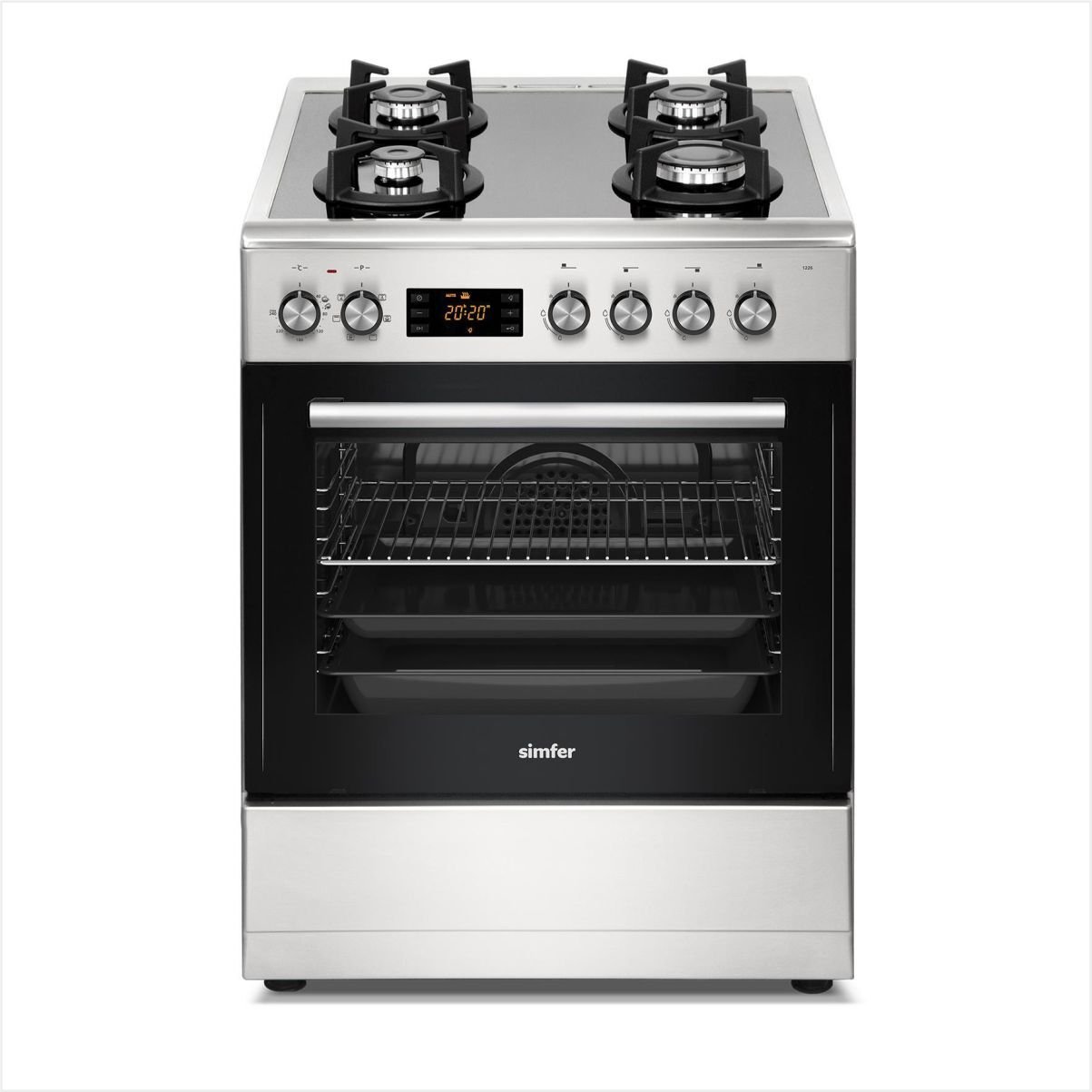 Simfer 1226 4G Multı Fonk. Inox Cam Tabla Fırın (Dıgıtal Saat+Tel Raf) Tam Boy Fırın