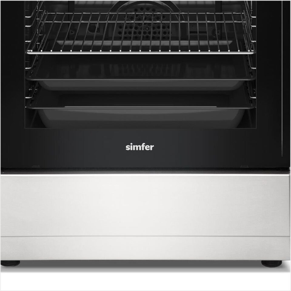 Simfer 1226 4G Multı Fonk. Inox Cam Tabla Fırın (Dıgıtal Saat+Tel Raf) Tam Boy Fırın