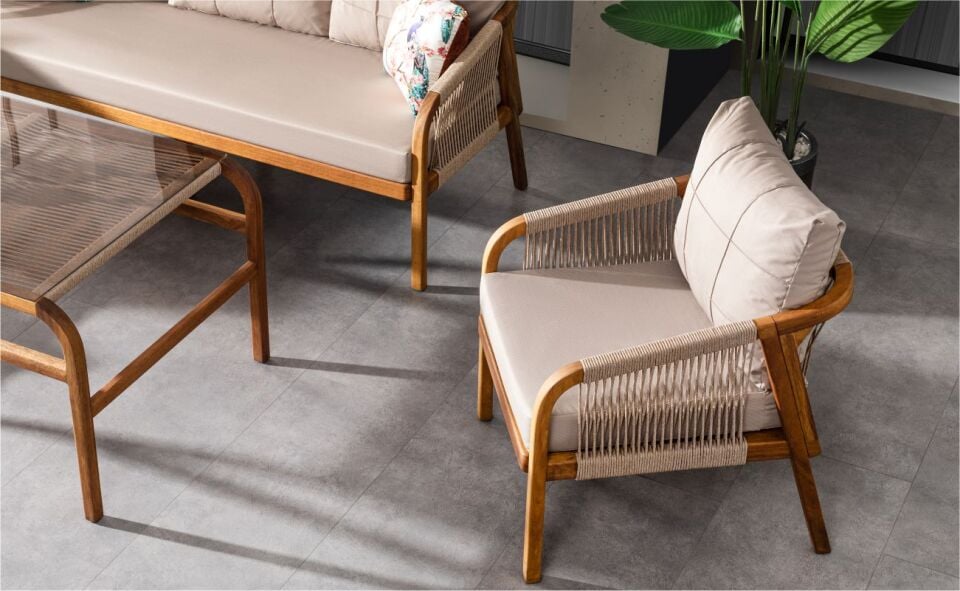 Evora Plus 3+1+1 Cam Sehpalı Oturma Grubu Ceviz