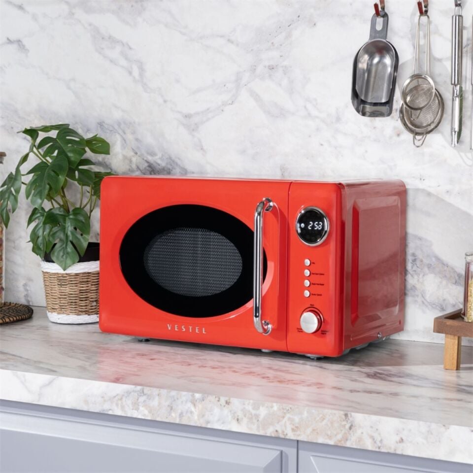 Vestel MD 20 YD Retro Kırmızı Mikrodalga Fırın