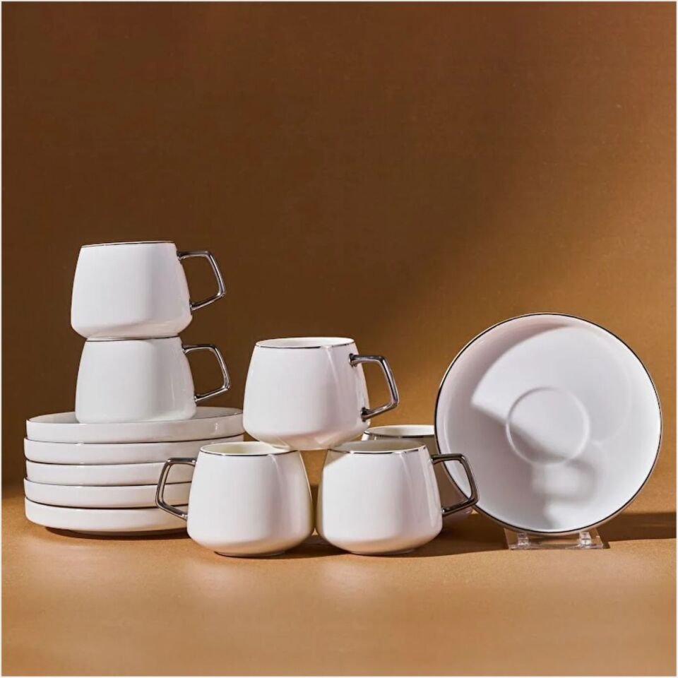 KARACA SATURN 6 KİŞİLİK KAHVE FİNCA PLATIN