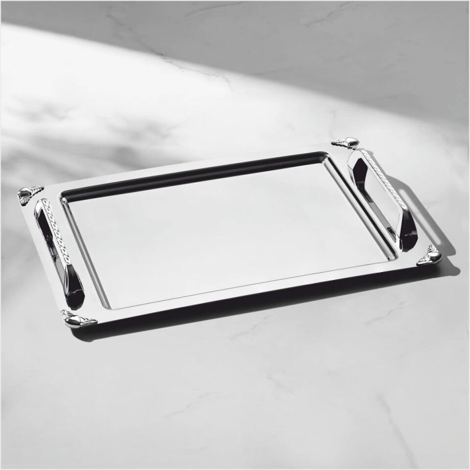 NEHİR VEGA AYAKLI SATEN KARTON KUTULU ÇAY TEPSİ