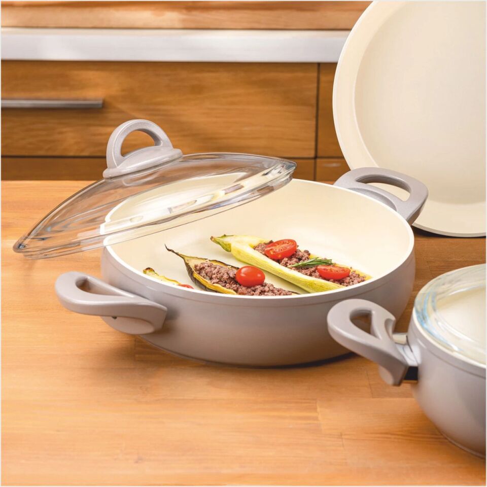 EMSAN CRYSTAL GÜVEÇ SETİ 7 PRÇ BEJ