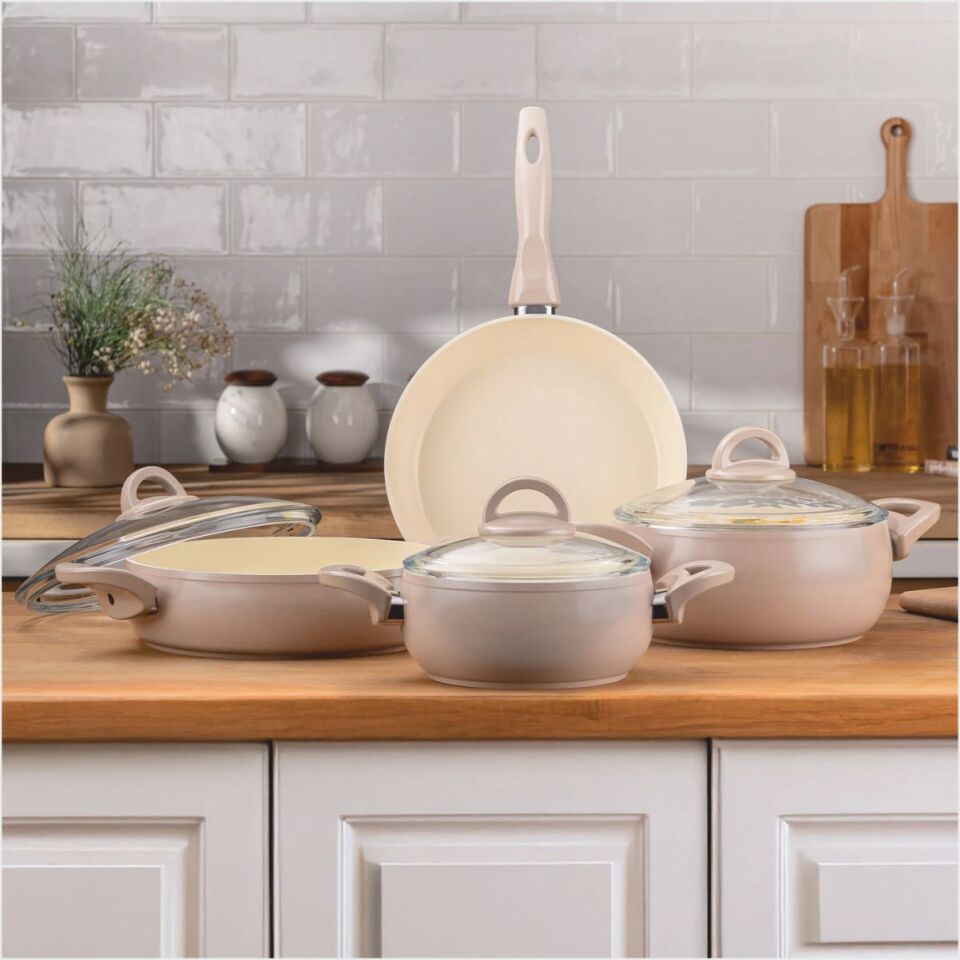 EMSAN CRYSTAL GÜVEÇ SETİ 7 PRÇ ROSE