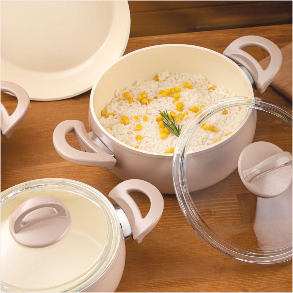 EMSAN CRYSTAL GÜVEÇ SETİ 7 PRÇ ROSE