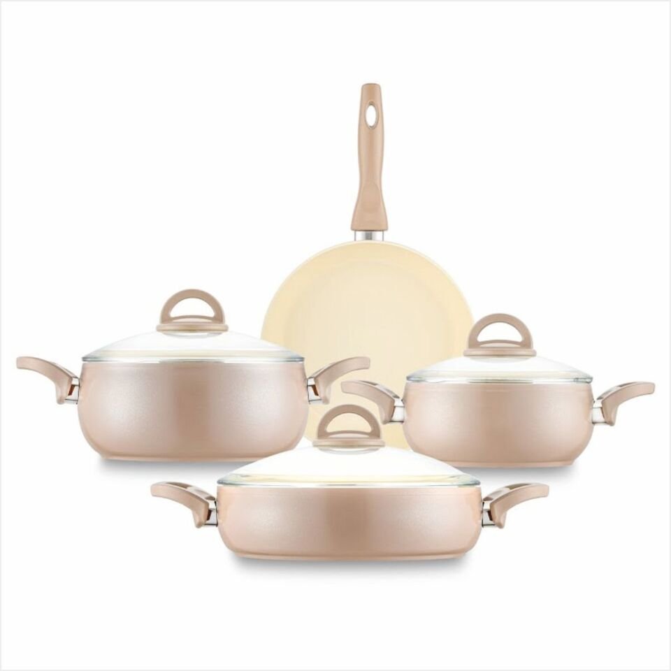 EMSAN CRYSTAL GÜVEÇ SETİ 7 PRÇ ROSE