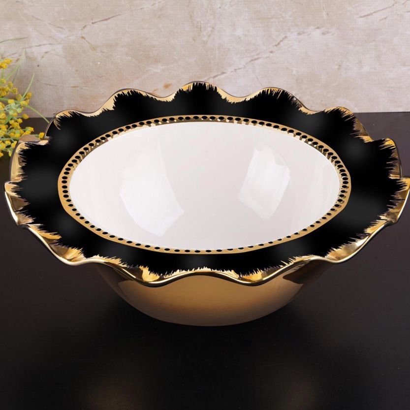 Rekabet Avangarde Yuvarlak Bol Kase Siyah Altın 29 Cm