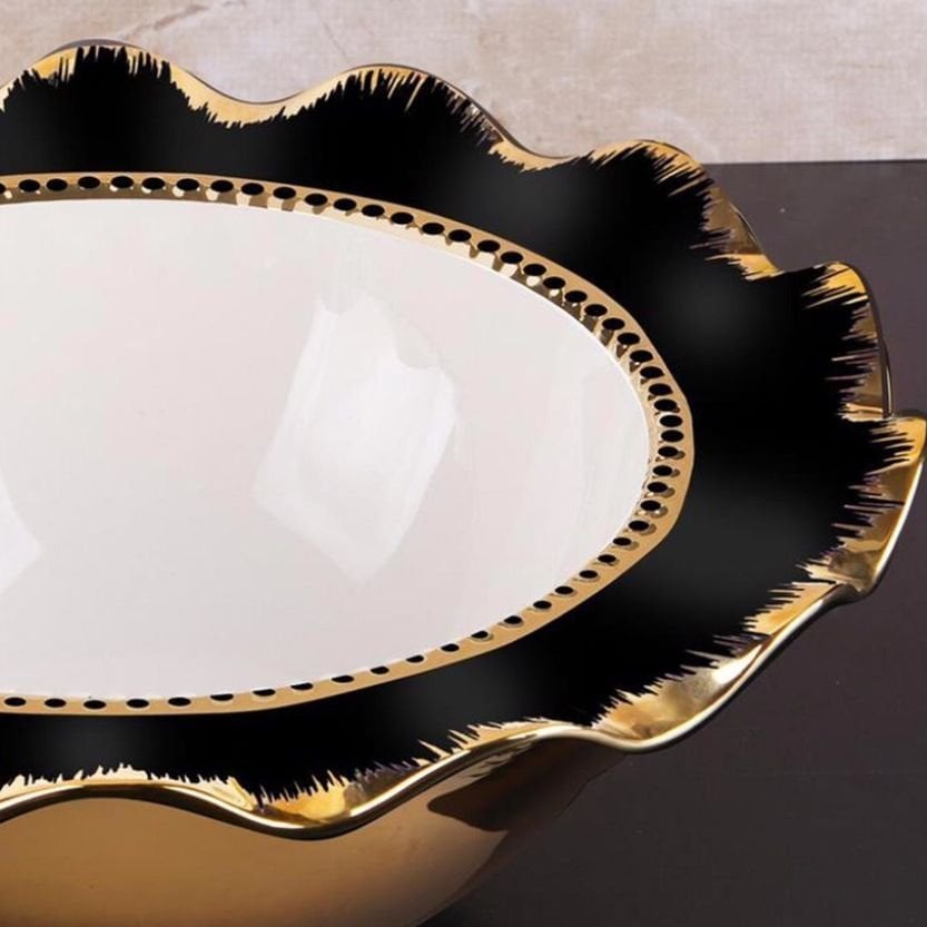 Rekabet Avangarde Yuvarlak Bol Kase Siyah Altın 29 Cm