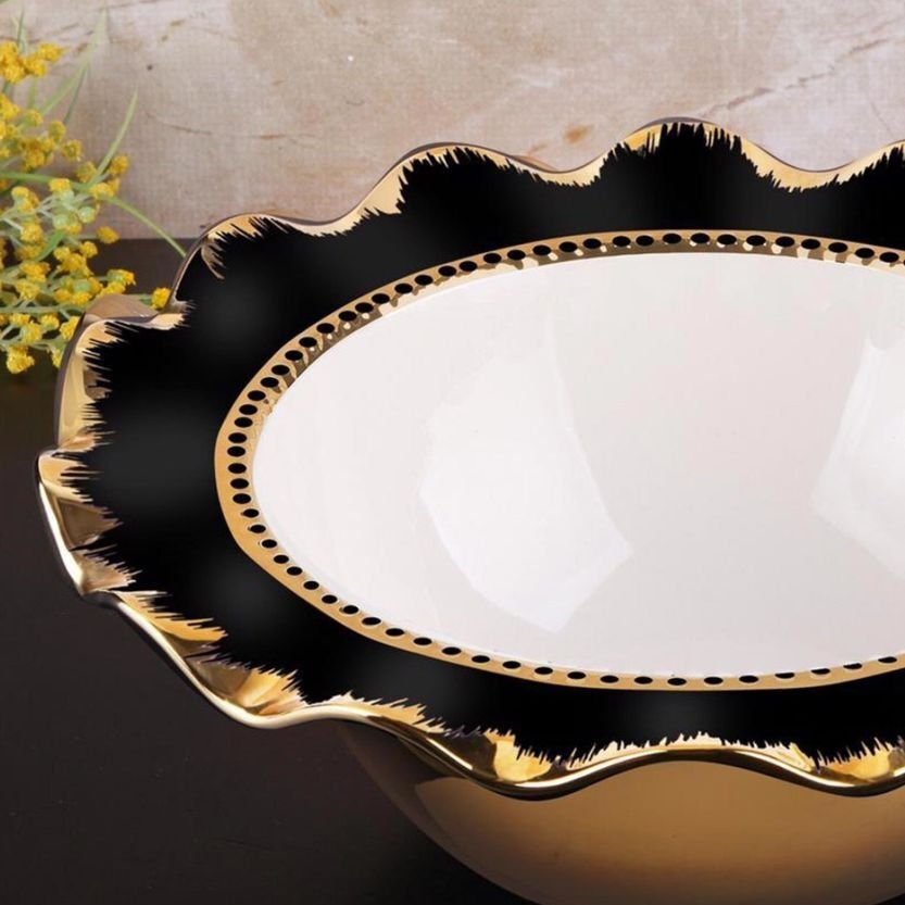 Rekabet Avangarde Yuvarlak Bol Kase Siyah Altın 29 Cm