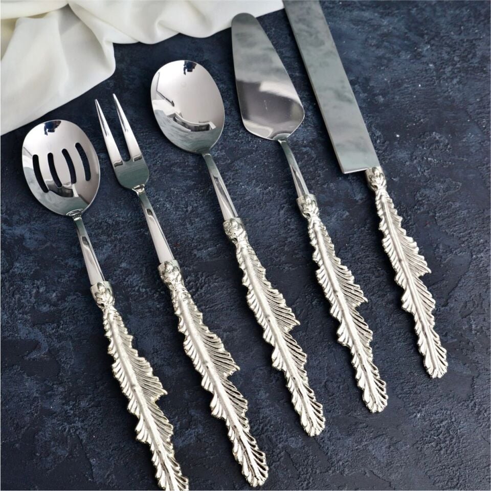 Rekabet Tüy 5 Parça Servis Seti Gümüş