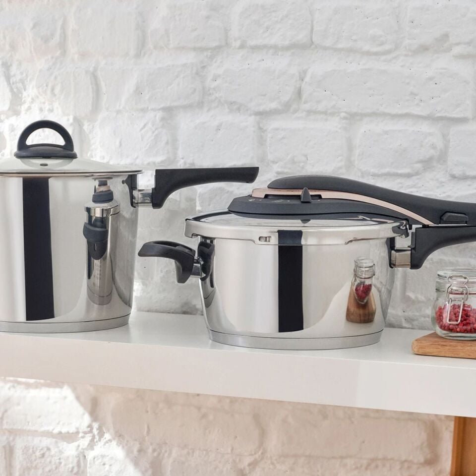 Emsan Up-line Golden Pink Klasik Paslanmaz Çelik Düdüklü Tencere Seti 4+6 Lt