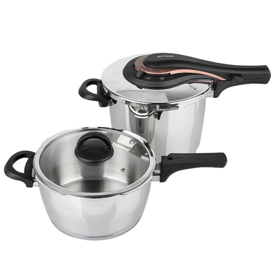 Emsan Up-line Golden Pink Klasik Paslanmaz Çelik Düdüklü Tencere Seti 4+6 Lt