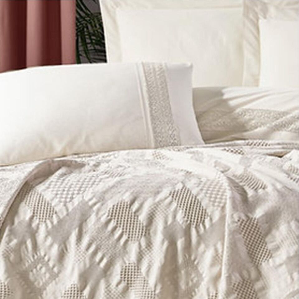 Özdilek Gelin Seti Pikeli Tıara Krem