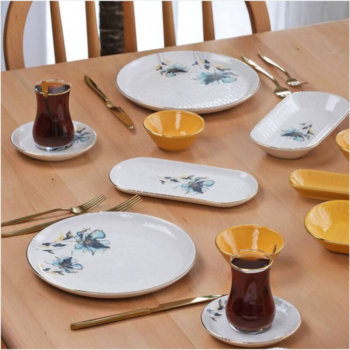 Glore Asya Blue Flower Kahvaltı Takımı 41 Parça