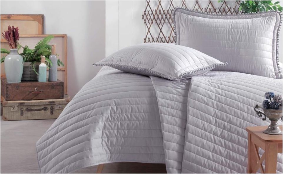 Aran Clasy Çift Kişilik Yatak Örtüsü Pedra V2 Gri