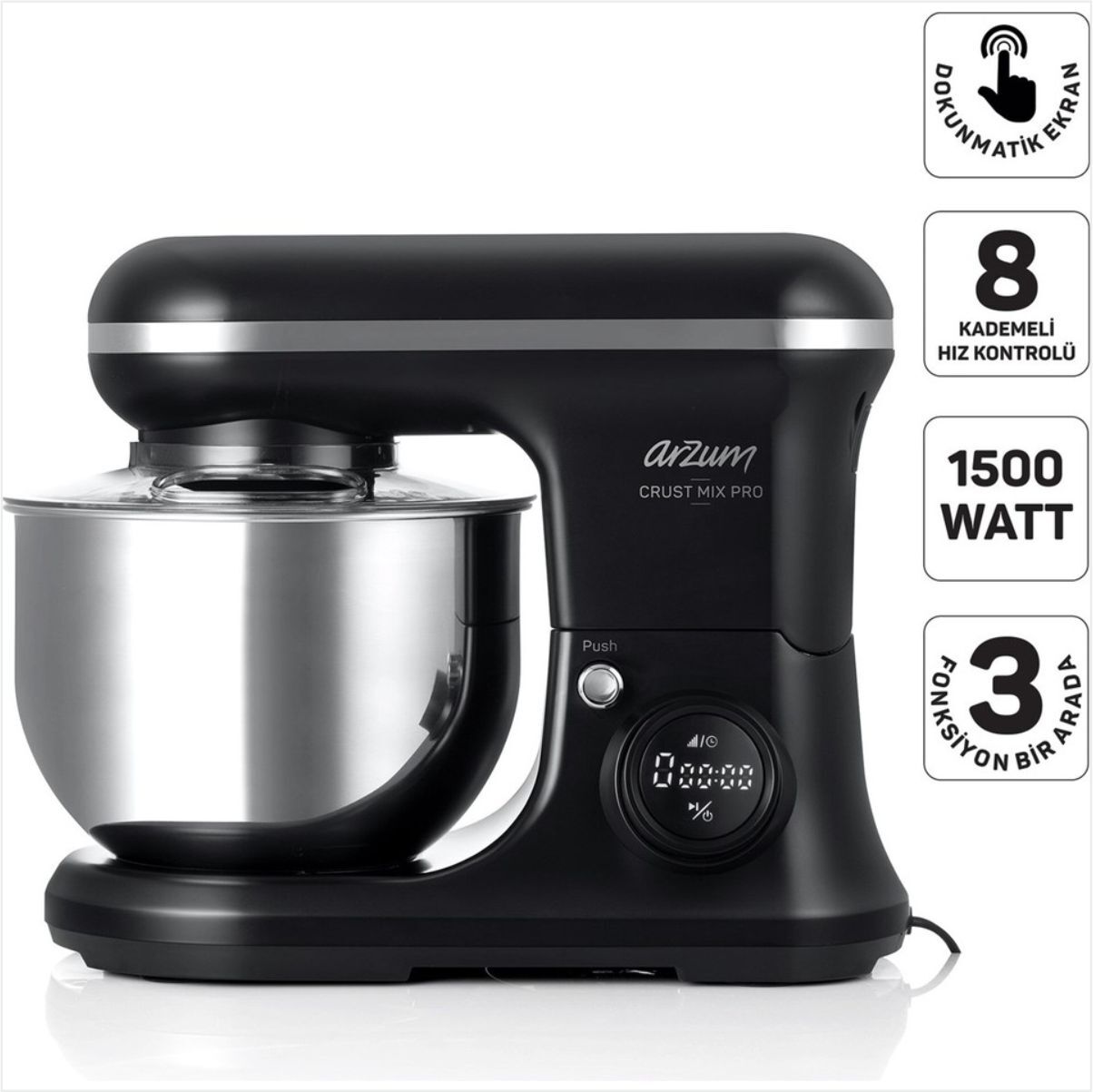 ARZUM AR1186-1700 CRUST MIX PRO 1500 STAND MİKSER- 2PIN GRİ