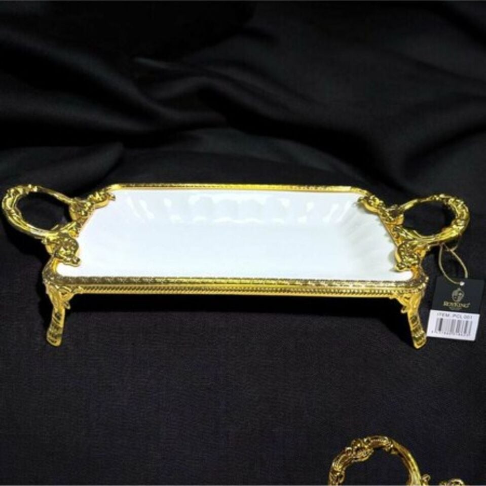Rekabet Pcl 001 Elegance Dikdörtgen örtgen Sunum Tabak Gold 41 Cm