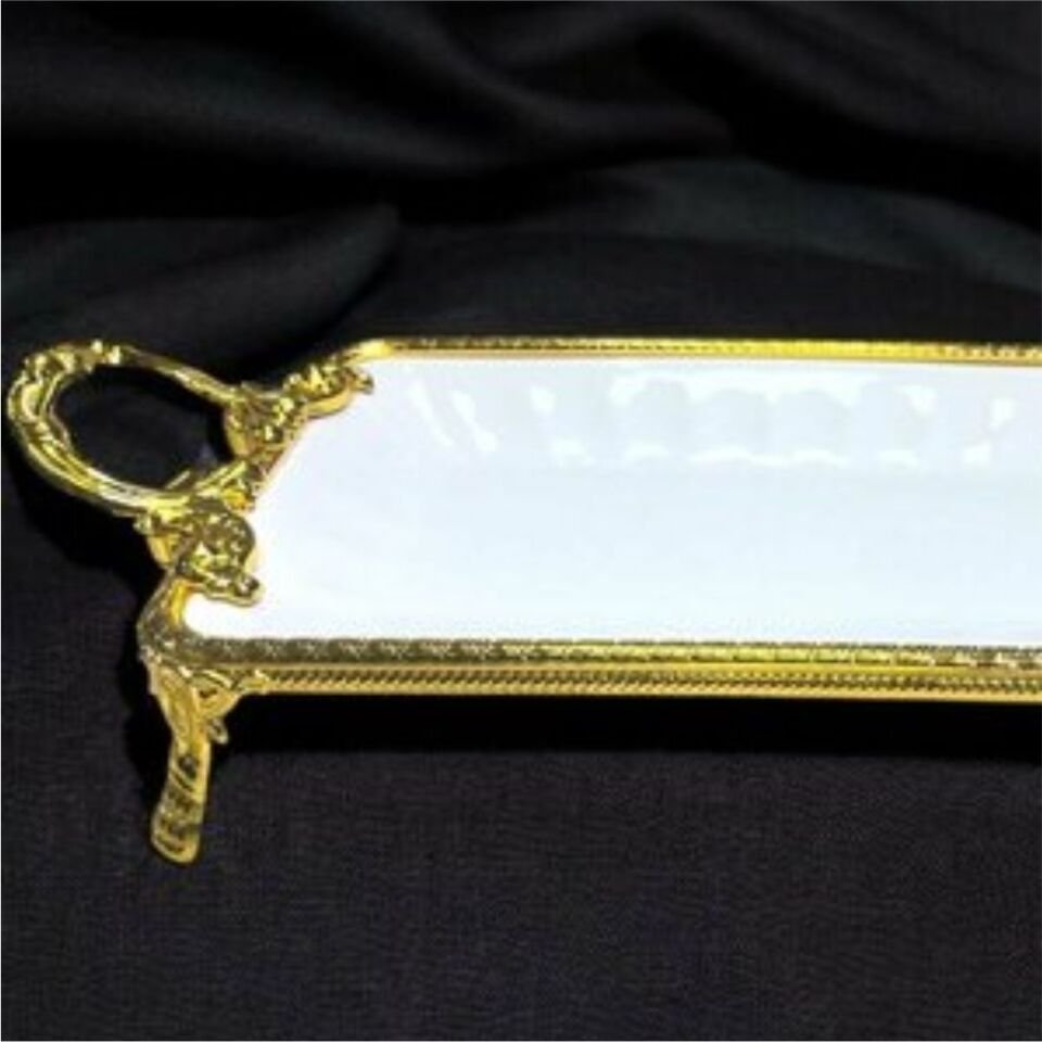 Rekabet Pcl 001 Elegance Dikdörtgen örtgen Sunum Tabak Gold 41 Cm