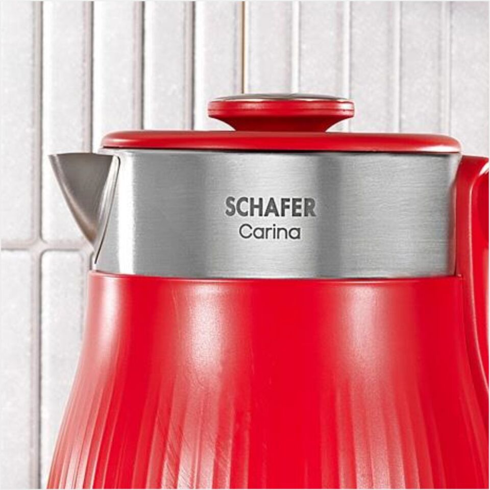 Schafer Carina Paslanmaz Çelik El Yakmaz Gövdeli Su Isıtıcı-Kırmızı