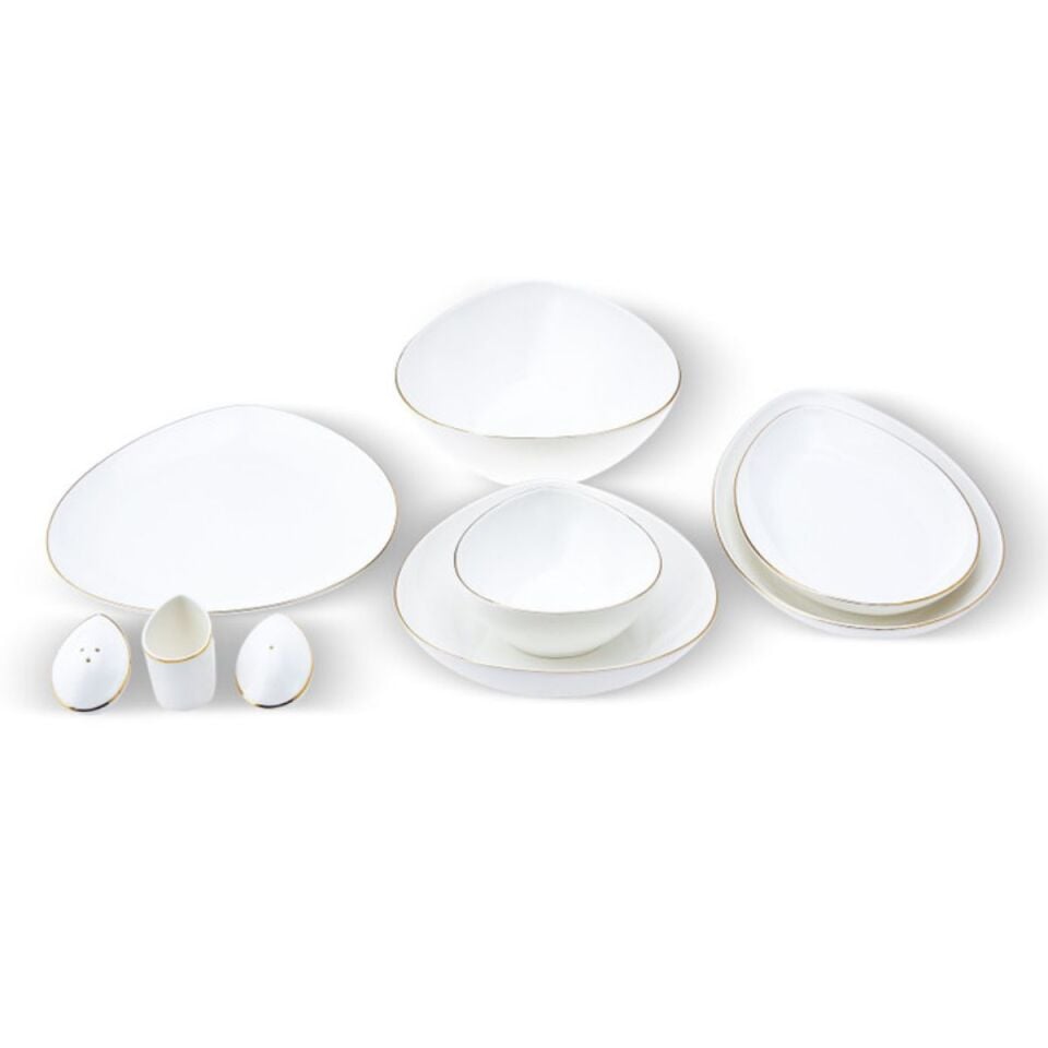 Karaca Streamline Saki New Bone 59 Parça 12 Kişilik Yemek Takımı Platin
