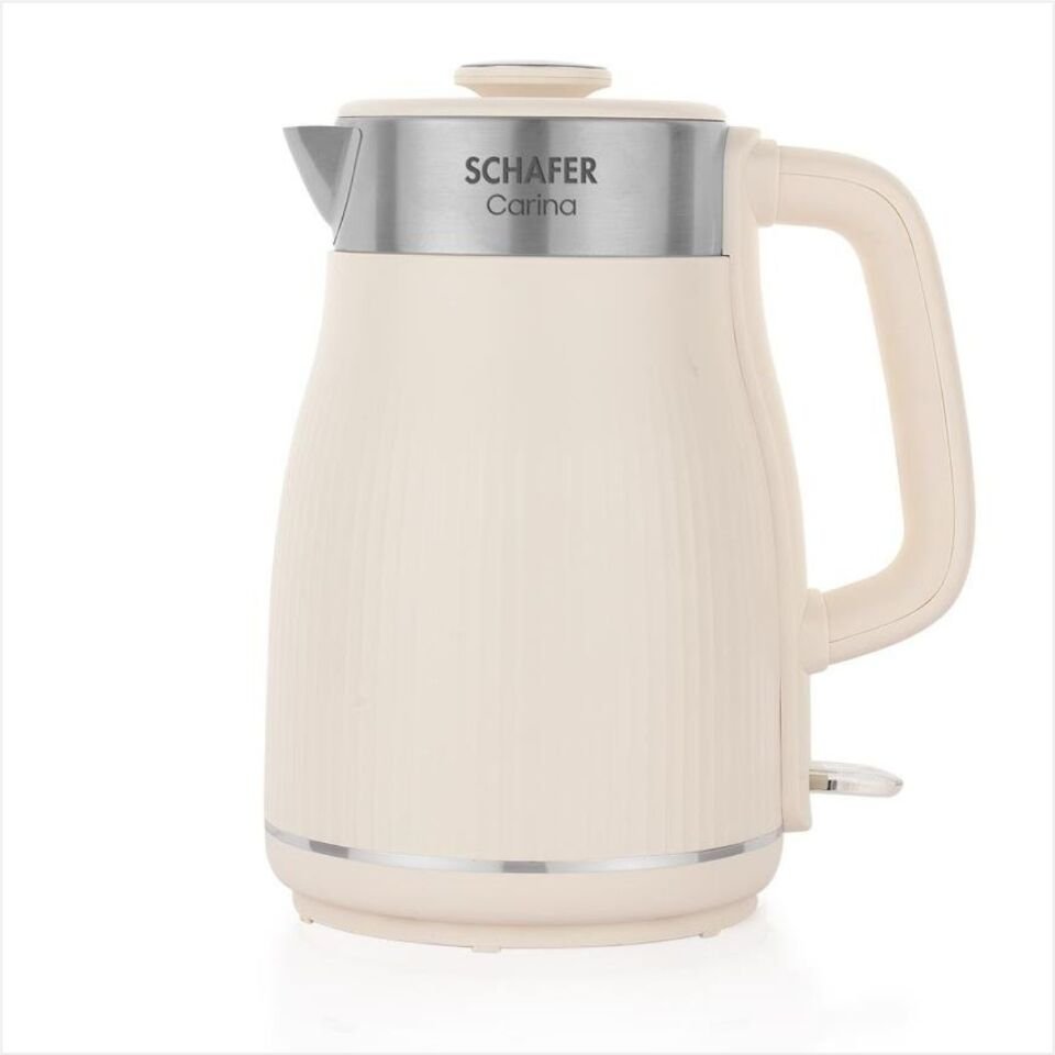 Schafer Carina Paslanmaz Çelik El Yakmaz Gövdeli Su Isıtıcı-Krem