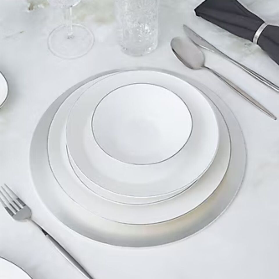 Karaca x Hussein Chalayan Streamline Sun Path New Bone 59 Parça 12 Kişilik Yemek Takımı Platin