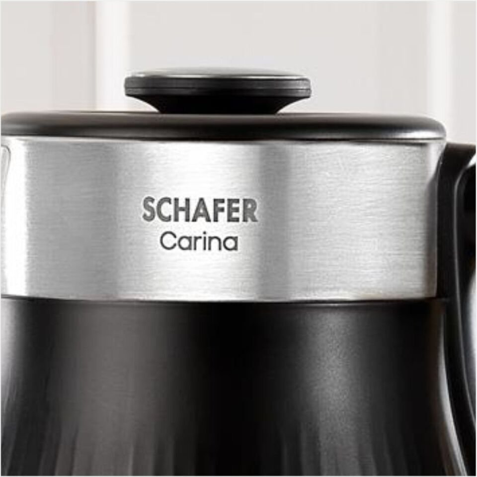 Schafer Carina Paslanmaz Çelik El Yakmaz Gövdeli Su Isıtıcı-Siyah