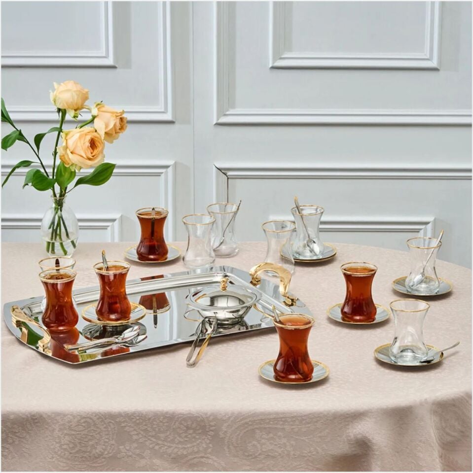 KARACA VISTA GOLD 12 KİŞİLİK 40 PARÇA ÇELİK ÇAY SETİ
