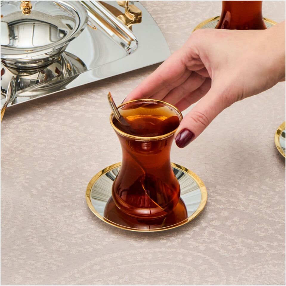 KARACA VISTA GOLD 12 KİŞİLİK 40 PARÇA ÇELİK ÇAY SETİ