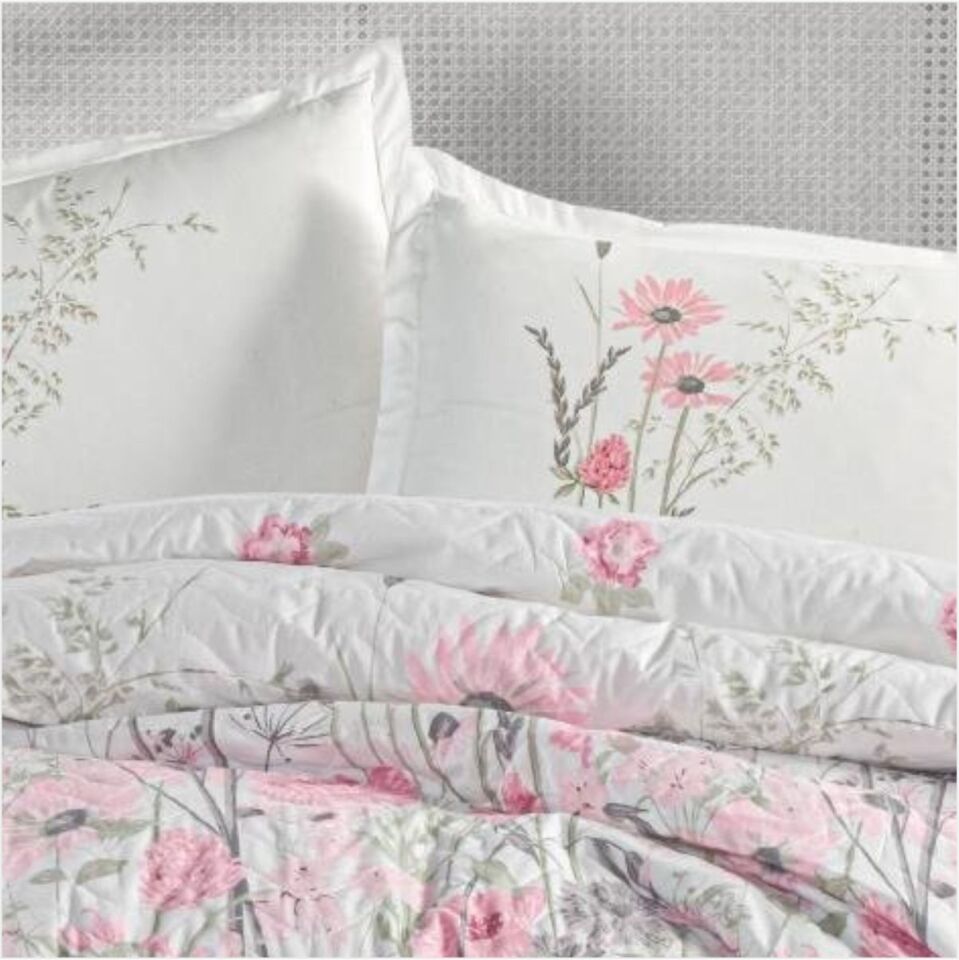 Aran Clasy Ranforce %100 Pamuk Çift Kişilik Dört Mevsim Set Angola V1 Pembe