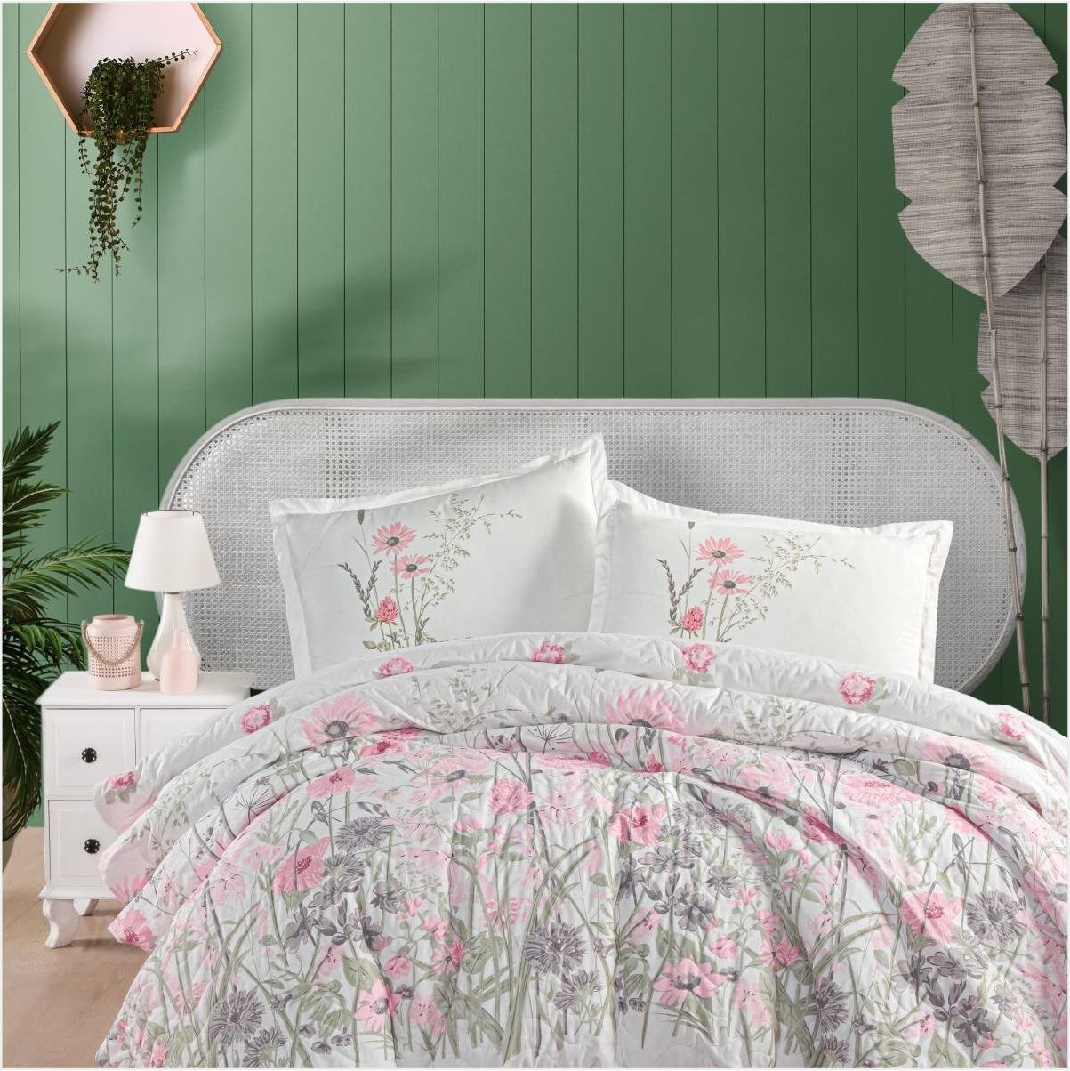 Aran Clasy Ranforce %100 Pamuk Çift Kişilik Dört Mevsim Set Angola V1 Pembe