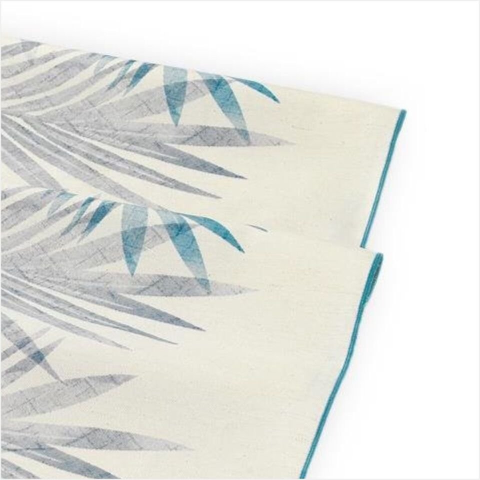 SCHAFER HOME LEAF POLY LİNEN RUNNER 45X150 CM 1 PARÇA-MAVİ