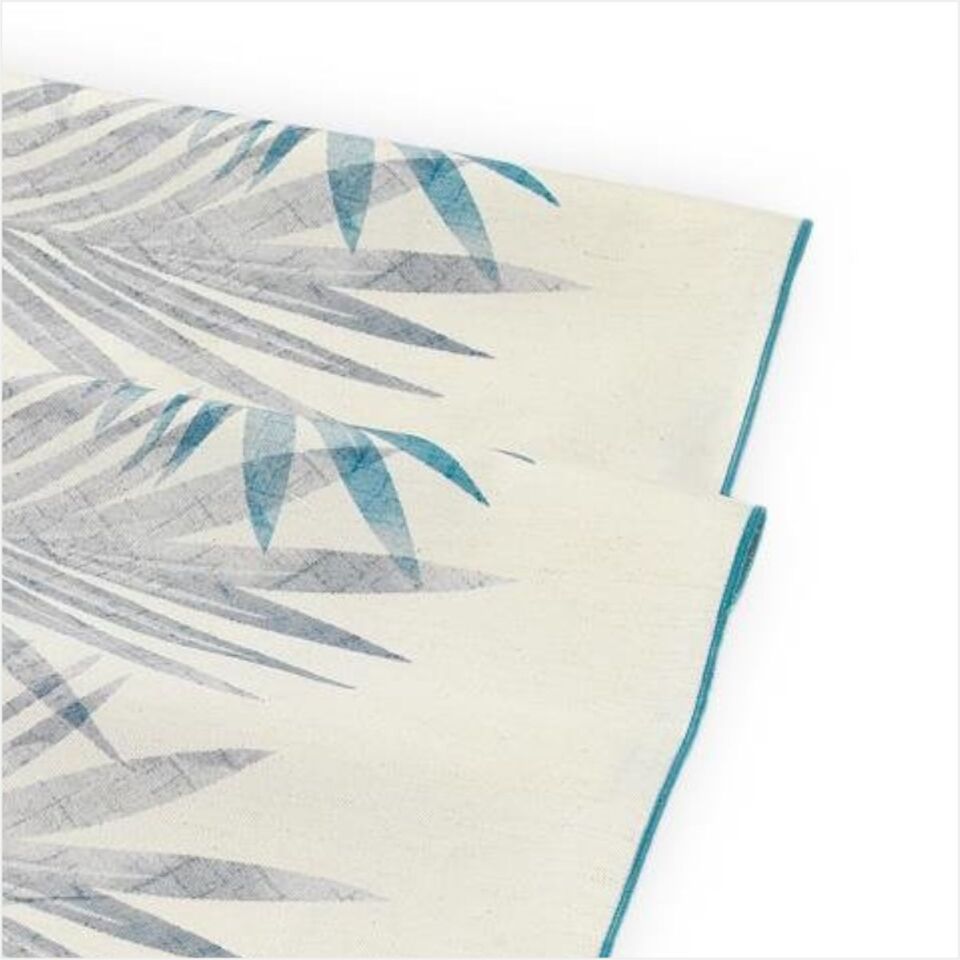 SCHAFER HOME LEAF POLY LİNEN RUNNER 45X150 CM 1 PARÇA-MAVİ