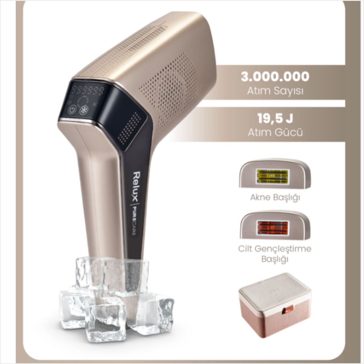 RELUX IPL9850 PURECARE 3.000.000 ATIM IPL LAZER EPİLASYON CİHAZI