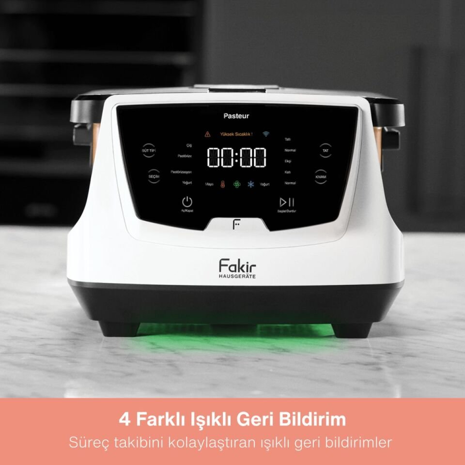 Fakir Pasteur Çiğ Sütten Yoğurt Yapma Makinesi, Pastörizasyon , 3 L Seramik Hazne, Tat ve Kıvam Ayarı