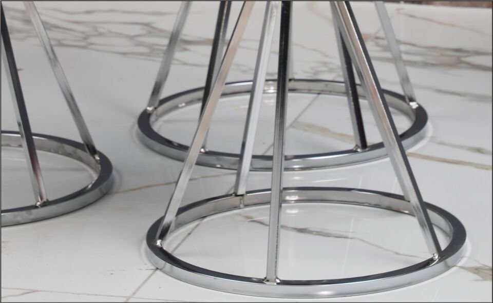 Odabaşı Kum Saati Zigon Sehpa Siyah Mermer Krom