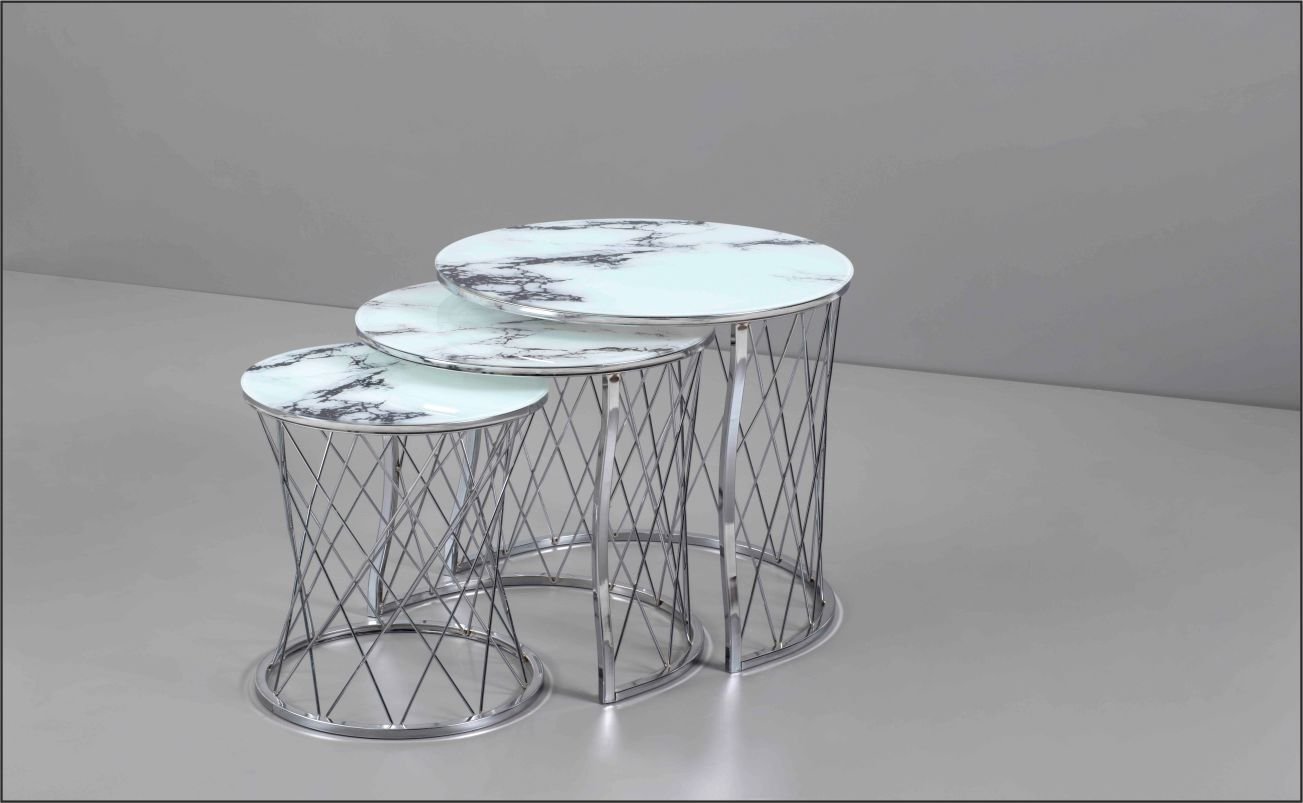 Odabaşı Hasır Ahşap C Zigon Sehpa Düz Beyaz Krom