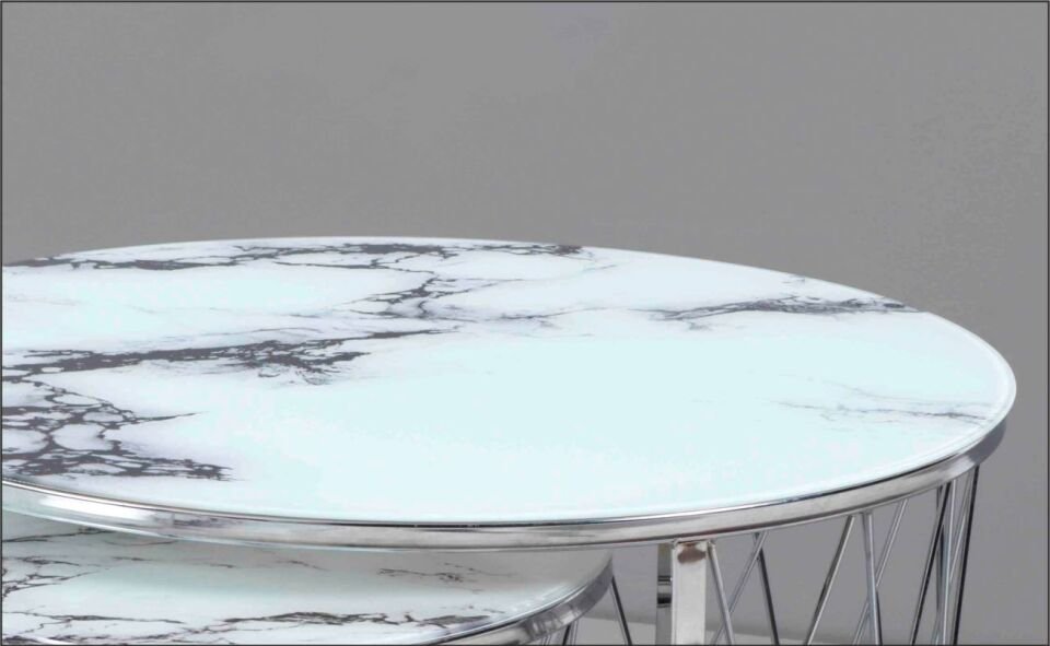 Odabaşı Hasır Ahşap C Zigon Sehpa Düz Beyaz Krom