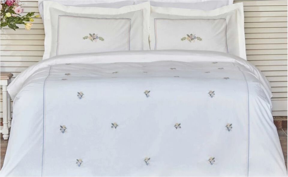 Karaca Home Cavale Çift Kişilik Percale Nevresim Takımı Nakışlı Pudra