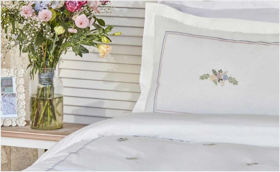 Karaca Home Cavale Çift Kişilik Percale Nevresim Takımı Nakışlı Pudra