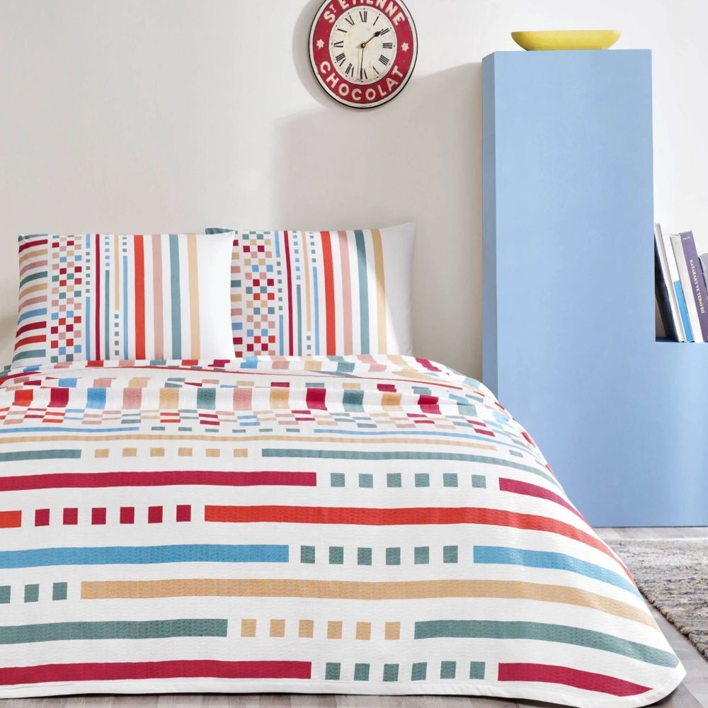 Taç Pike Takımı Rainbow Kırmızı Çift Kişilik