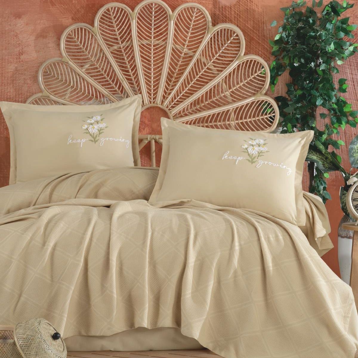 Aran Butik Pike Takımı Çift Kişilik Etta / V1 - Bej