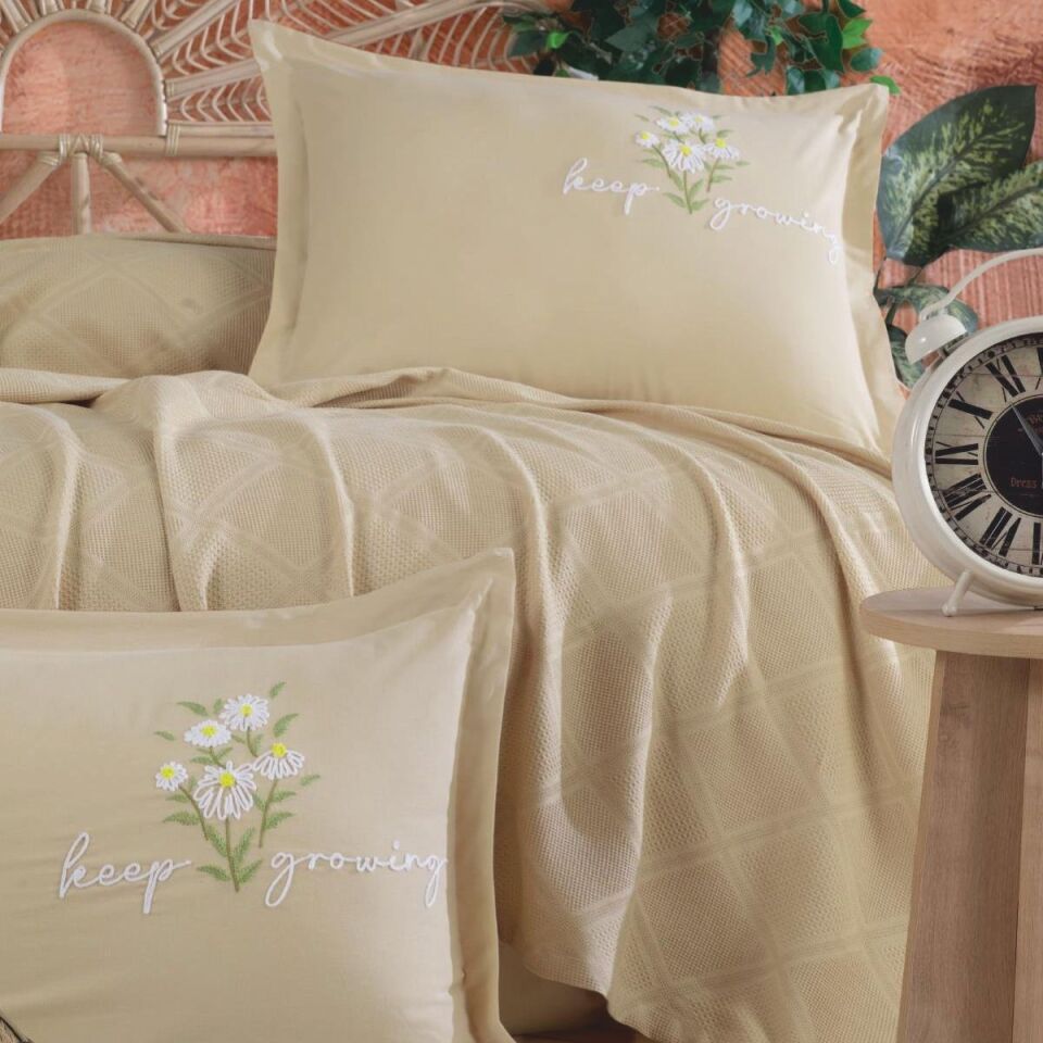 Aran Butik Pike Takımı Çift Kişilik Etta / V1 - Bej