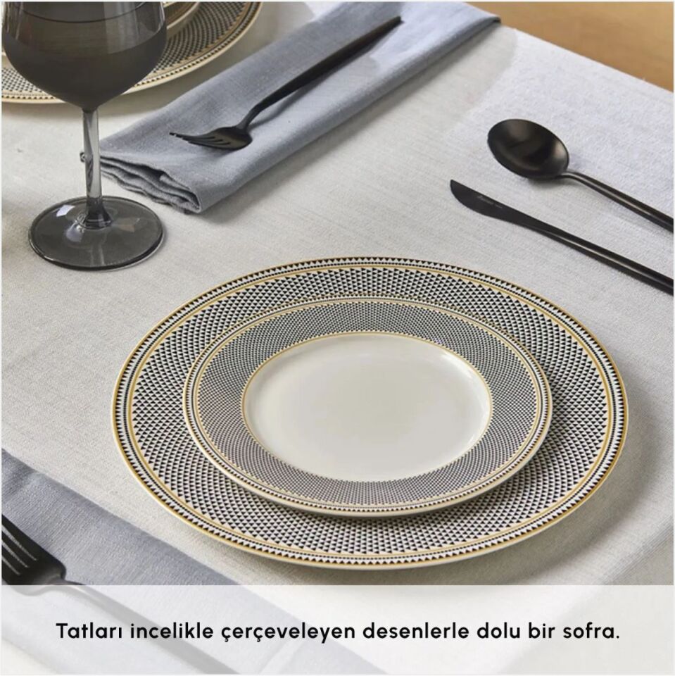 KARACA GLOBE 24 PARÇA 6 KİŞİLİK YEMEK TAKIMI SİYAH