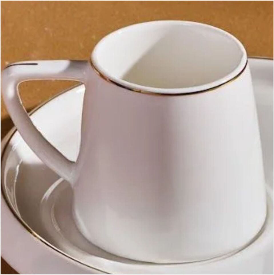 KARACA HAZAN 80 ML İKRAMLIKLI 6 K BEYAZ FİNCAN TAKIMI