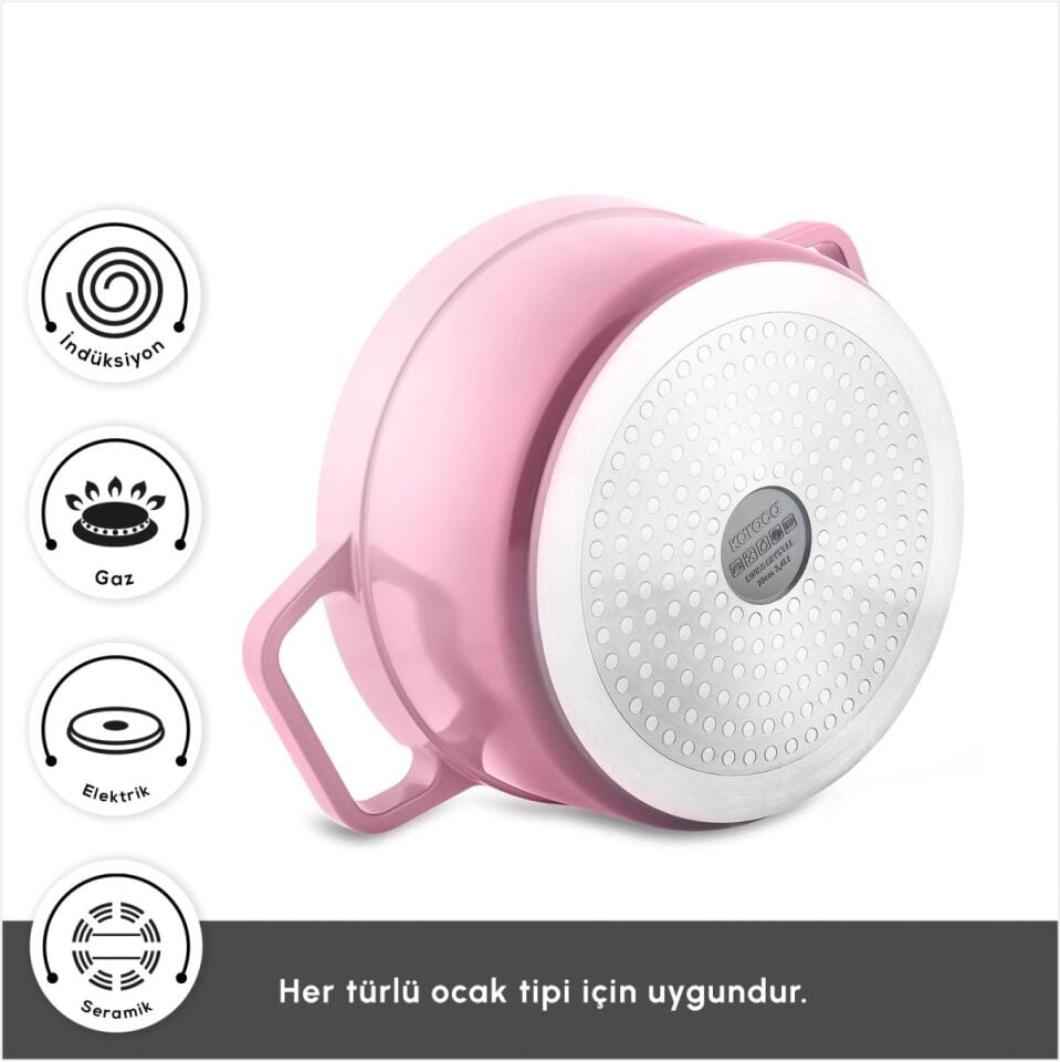 KARACA SWISS CRYSTAL NEOCAST 7 PARÇA TENCERE TAVA PEMBE
