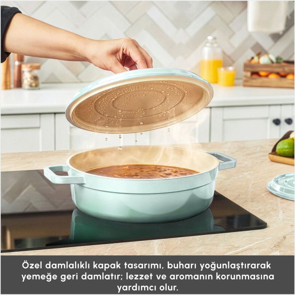 KARACA SWISS CRYSTAL NEOCAST 7 PARÇA TENCERE TAVA YEŞİL